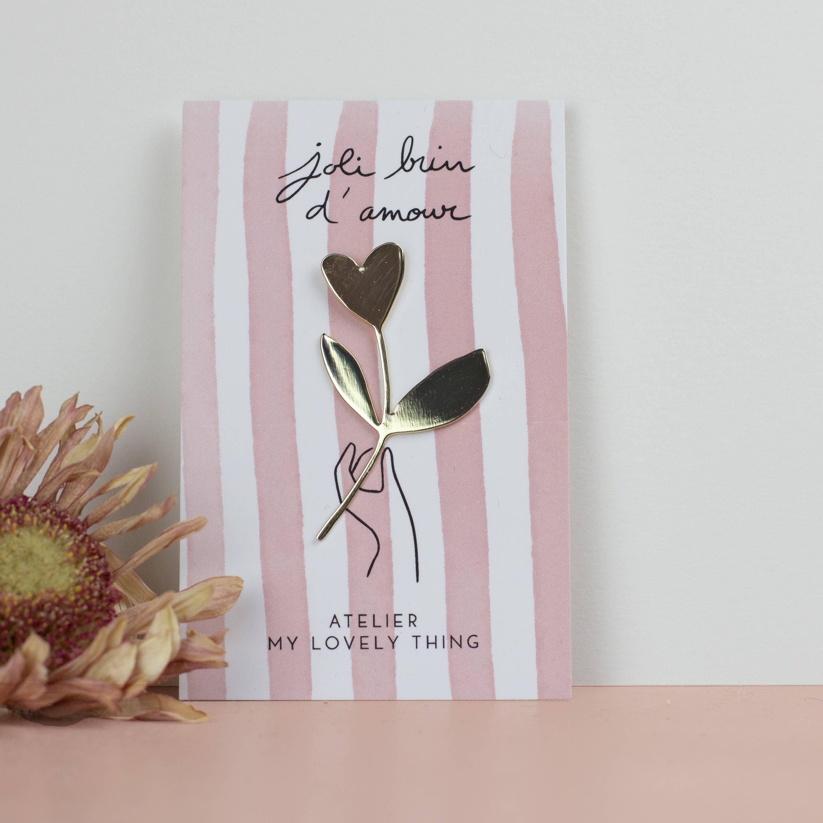 Épingle « Joli Brin d’Amour » en laiton