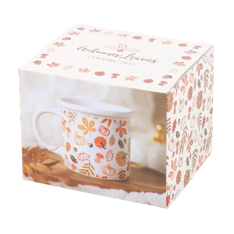 Mug imprimé feuilles d'automne et citrouilles d'automne