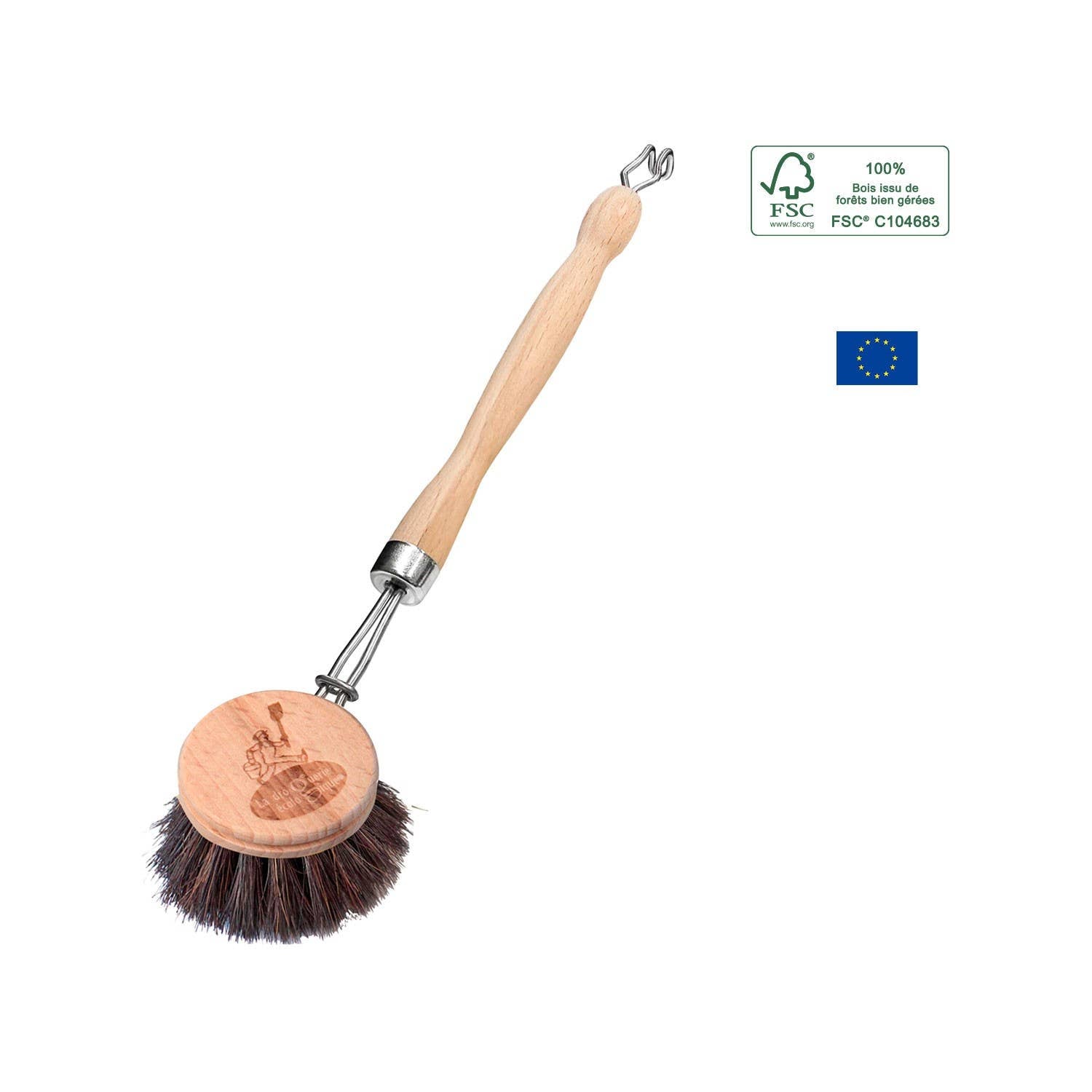 Brosse Vaisselle Rechargeable Crin Cheval Bois -La Droguerie