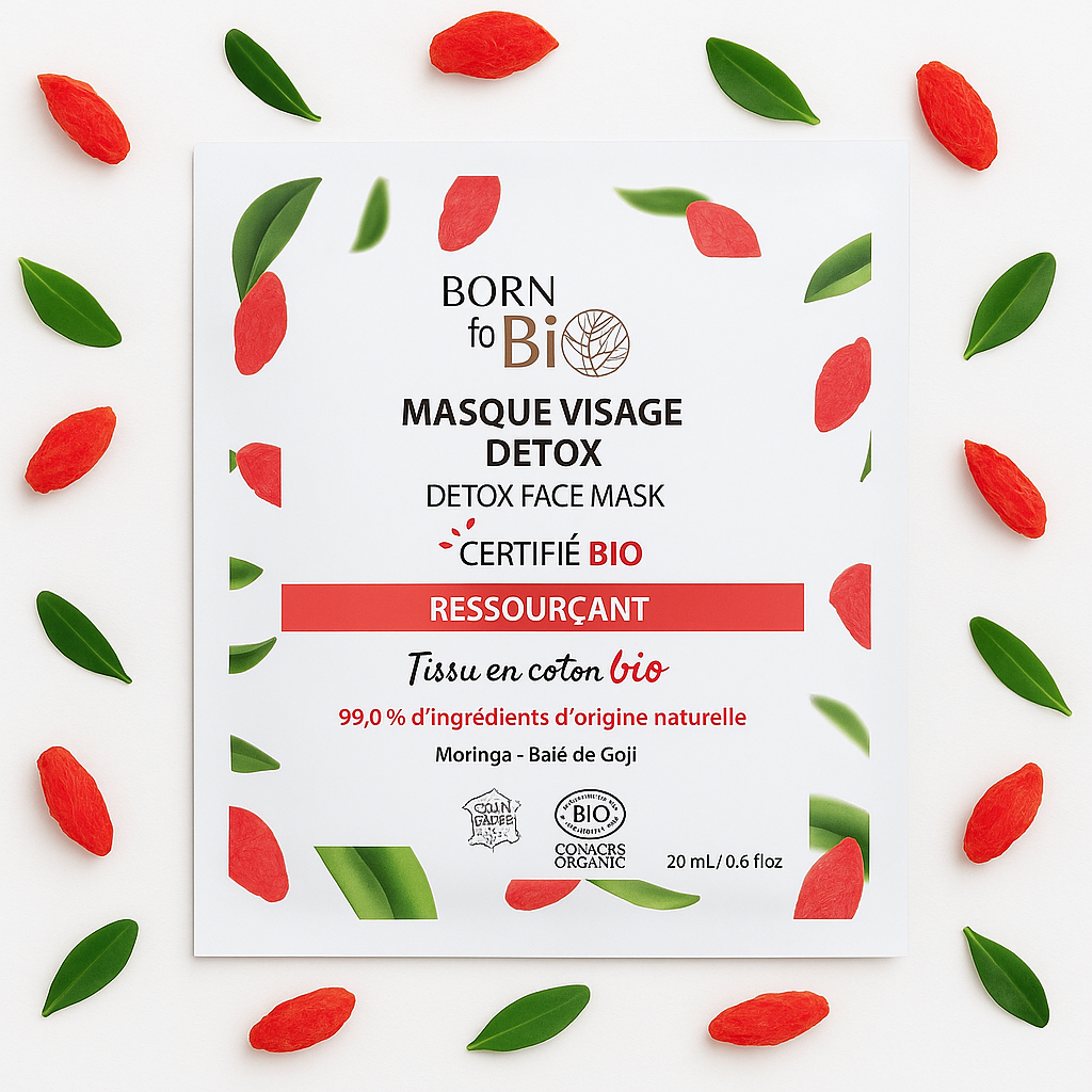 Masque visage Détox en coton - Certifié Bio