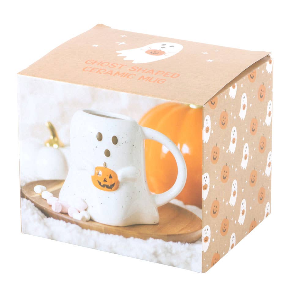 Tasse d'Halloween en forme de fantôme avec citrouille
