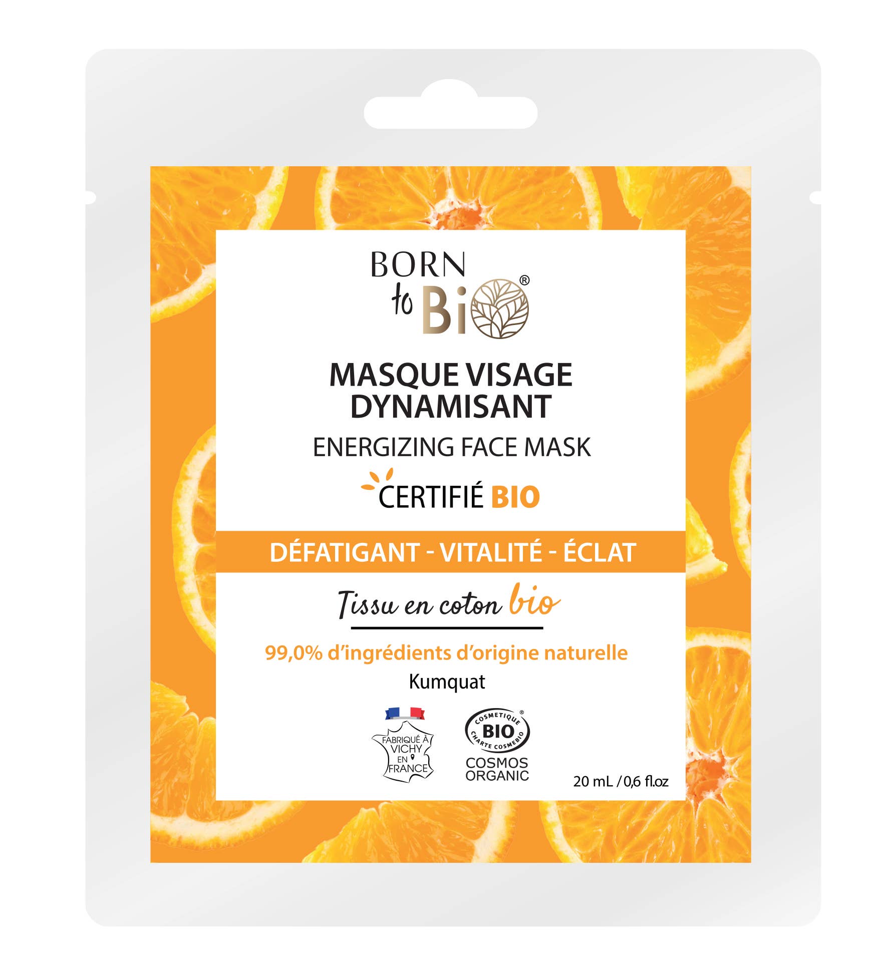 Masque visage Dynamisant en coton - Certifié Bio