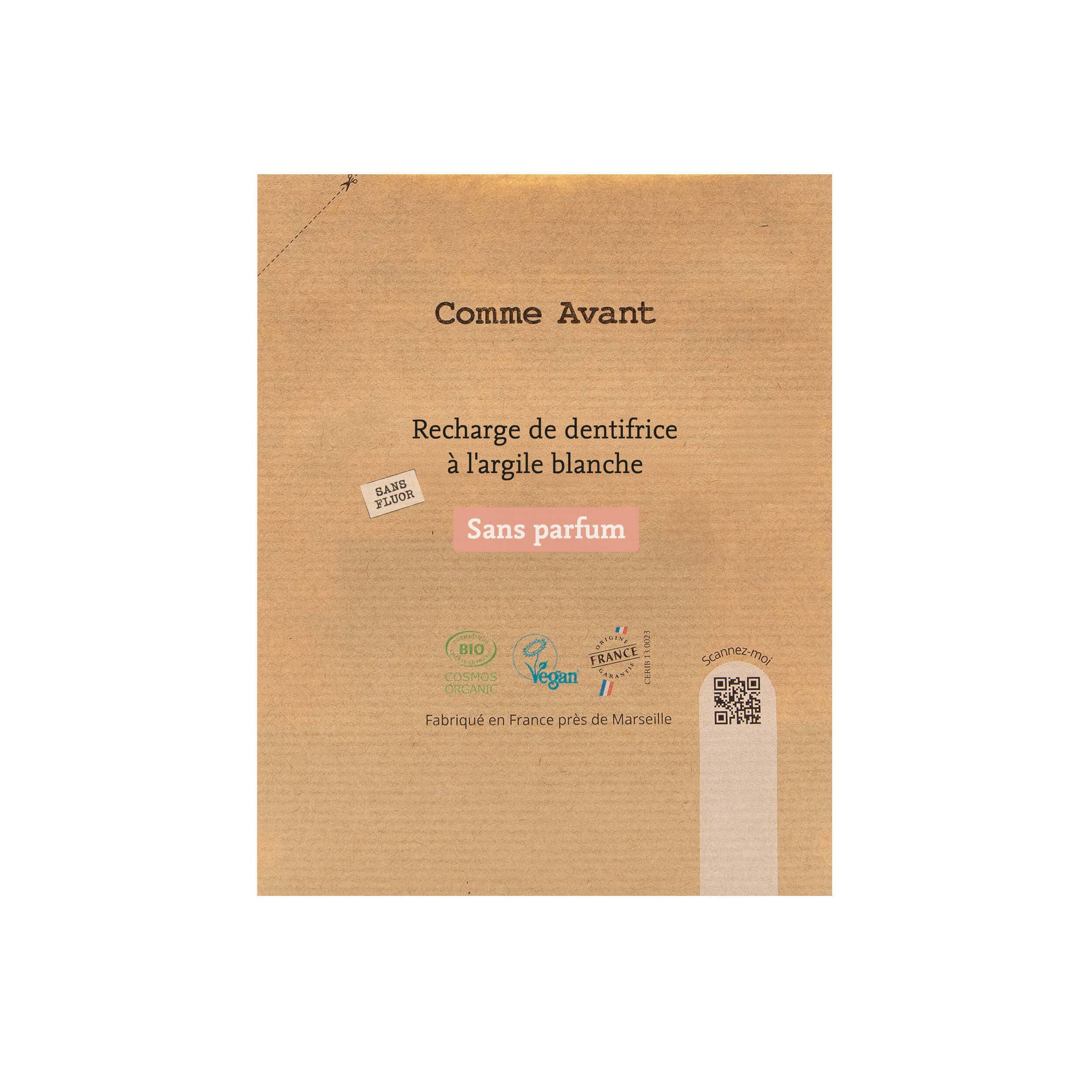 Dentifrice bio en pâte à l'argile blanche sans fluor: 1 dentifrice - 90ml
