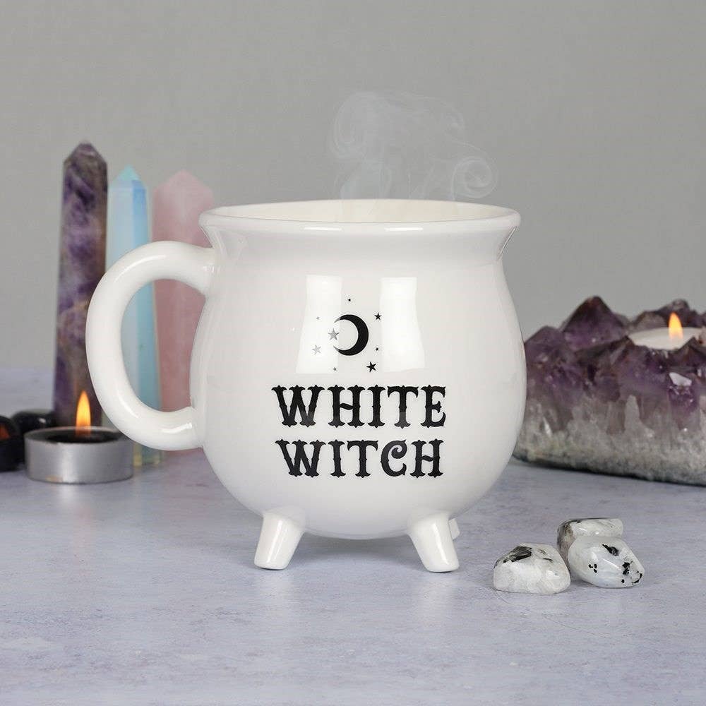 Tasse en forme de chaudron d'Halloween en forme de sorcière blanche