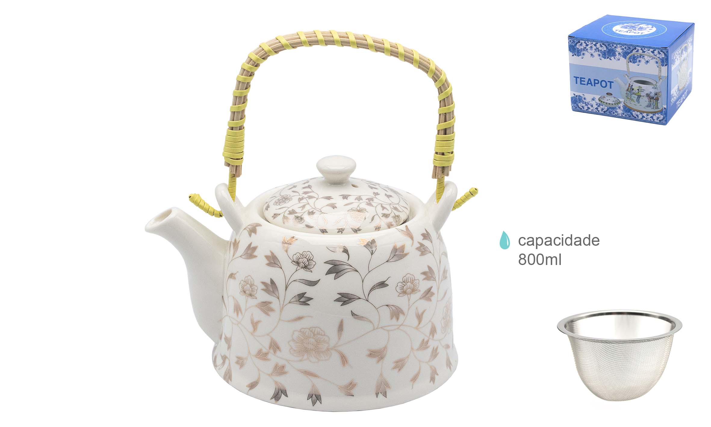 Théière en céramique Déc. 800 ml - 16,5x11,2cm