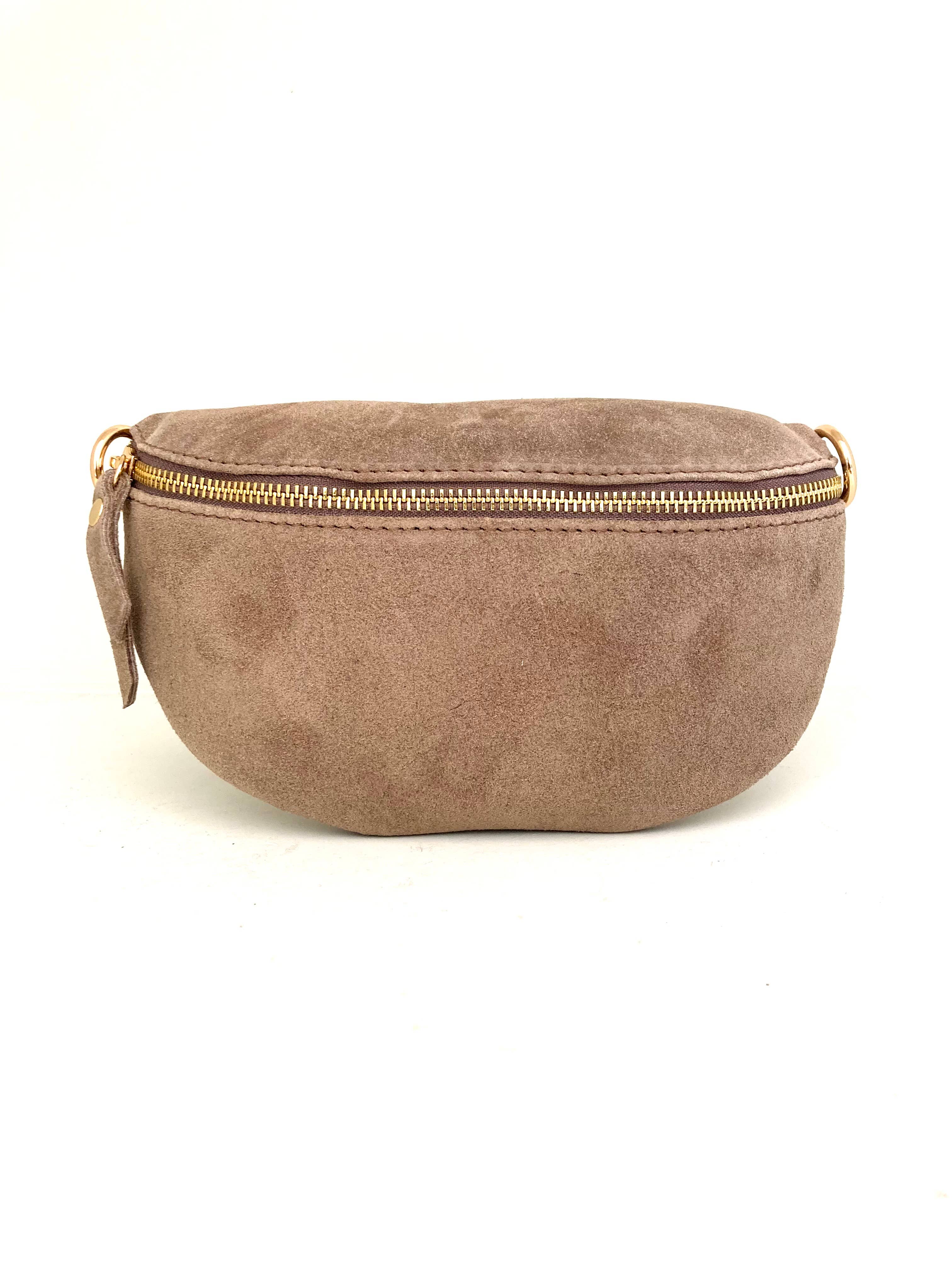 Cassette - Sac banane en daim noir: Taupe
