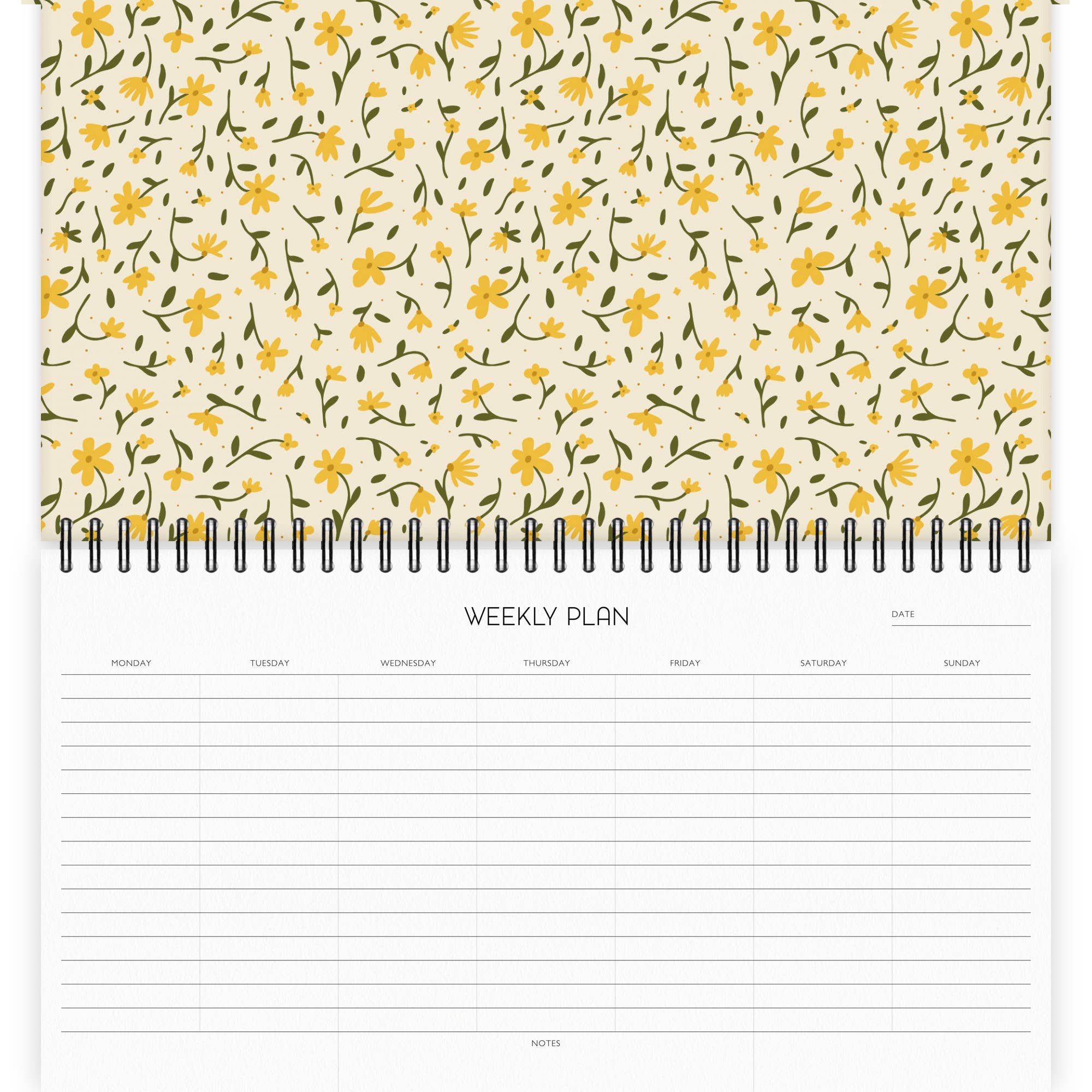 Agenda hebdomadaire A4 à motif floral bohème n° 1