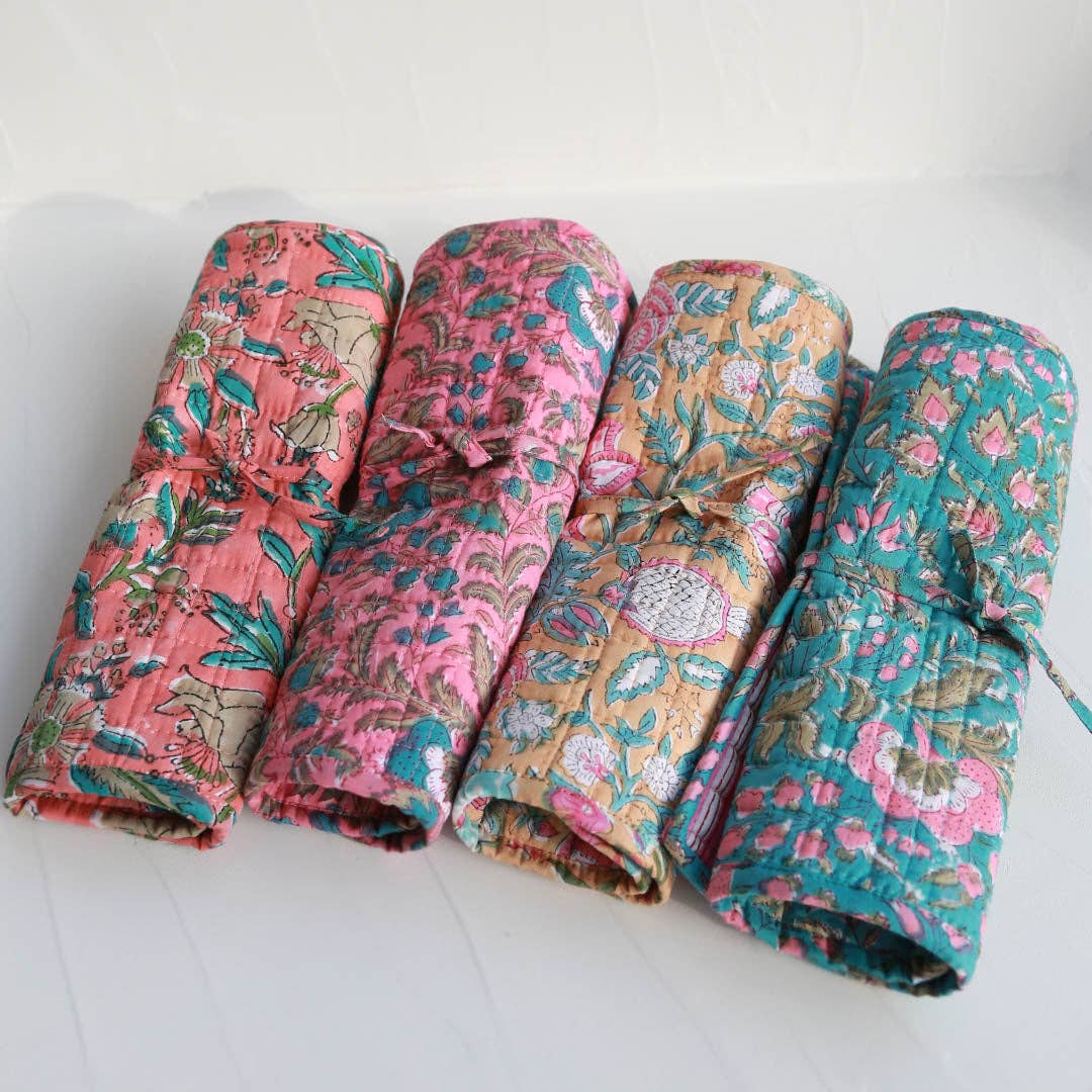 Trousse de pinceaux de maquillage bleue