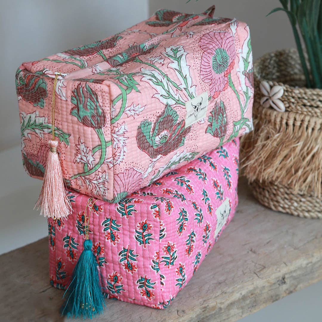 Trousse de toilette Blockprint Fez blossom pêche M