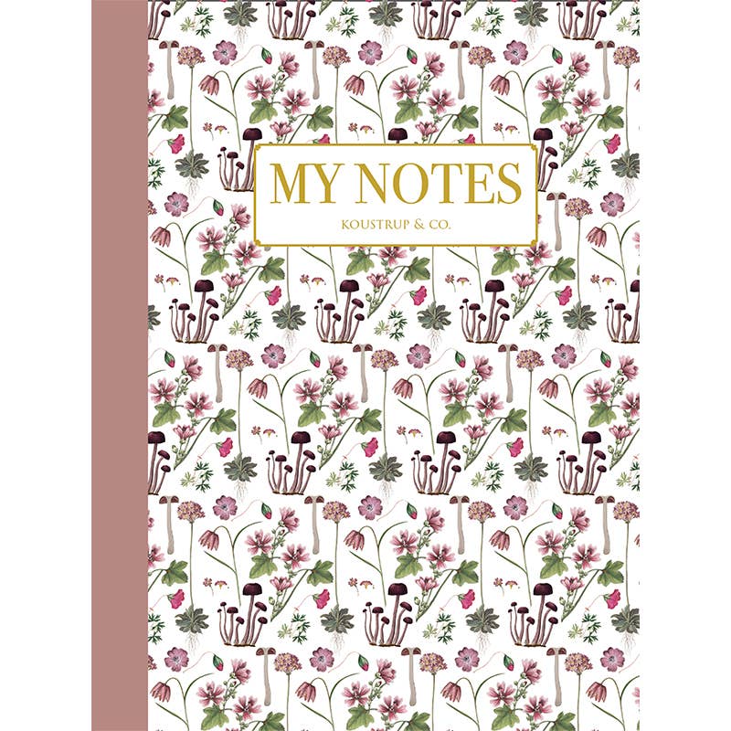 Motif floral rose - Carnet de notes - Fabriqué au Danemark