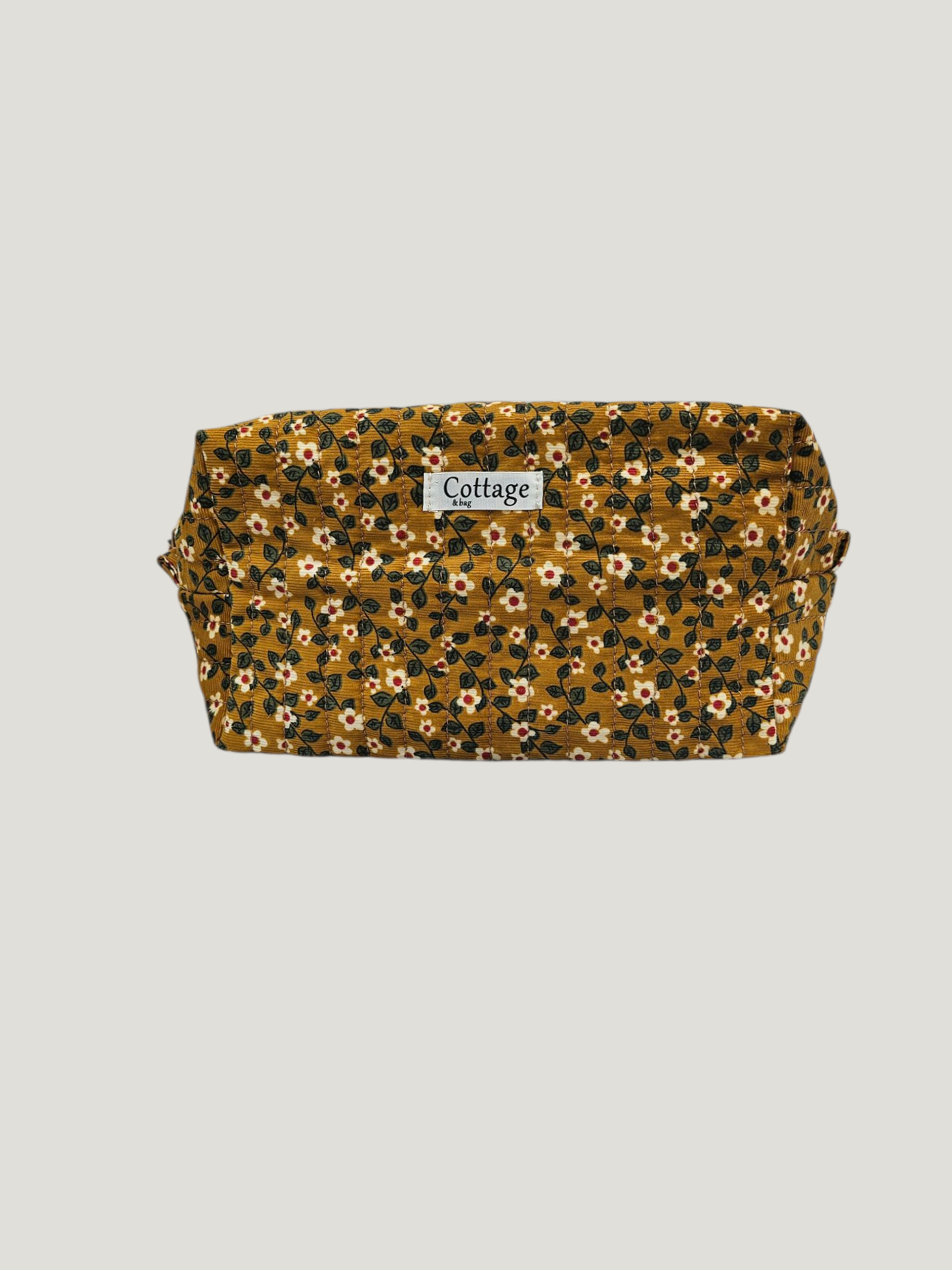 Trousse  de toilette XL 100 % coton  : Petite blanche jaune