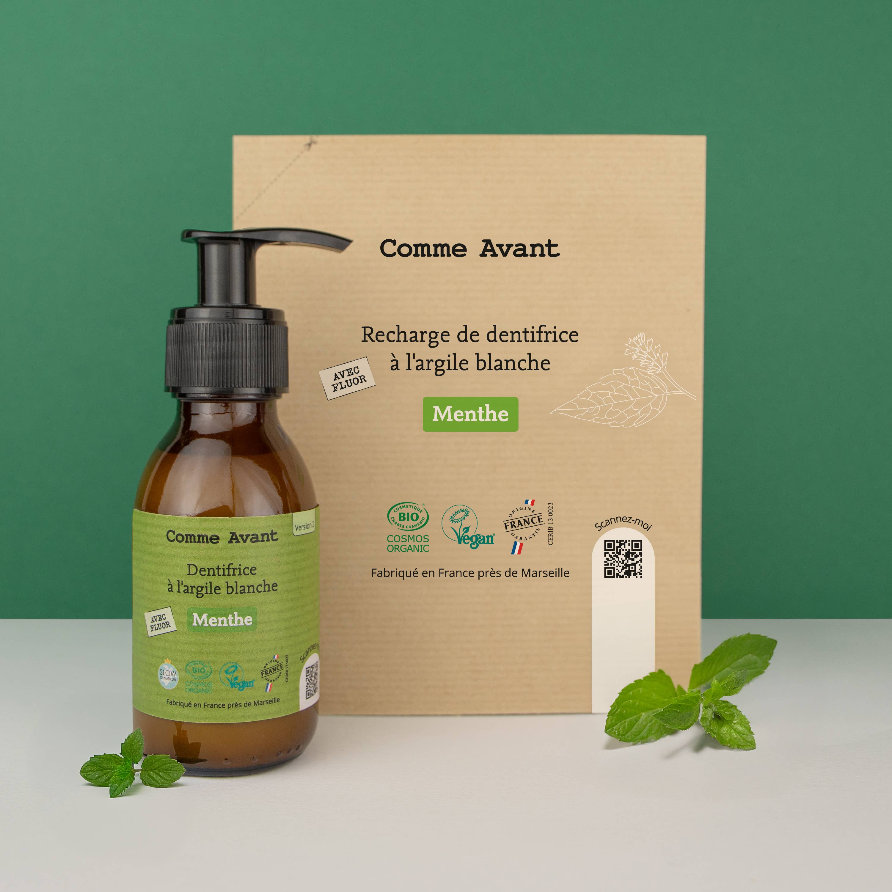 Dentifrice bio en pâte à la menthe: 1 dentifrice - 90ml