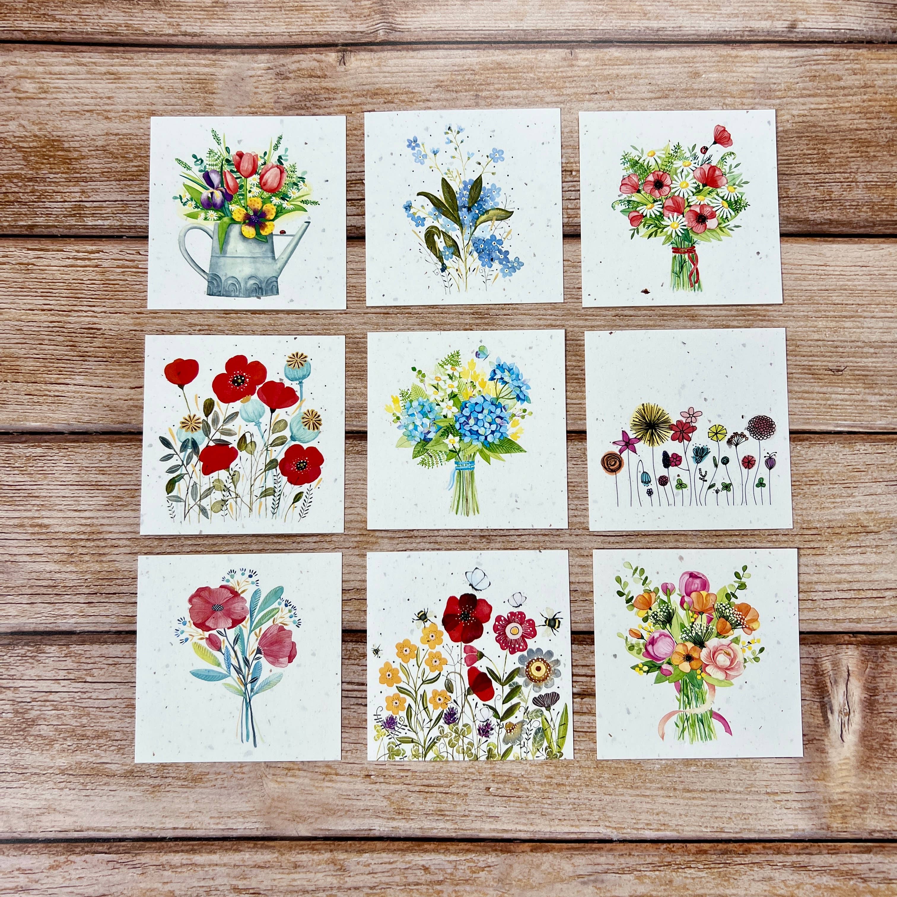 1 x petite carte carré traditionnelle fleurs
