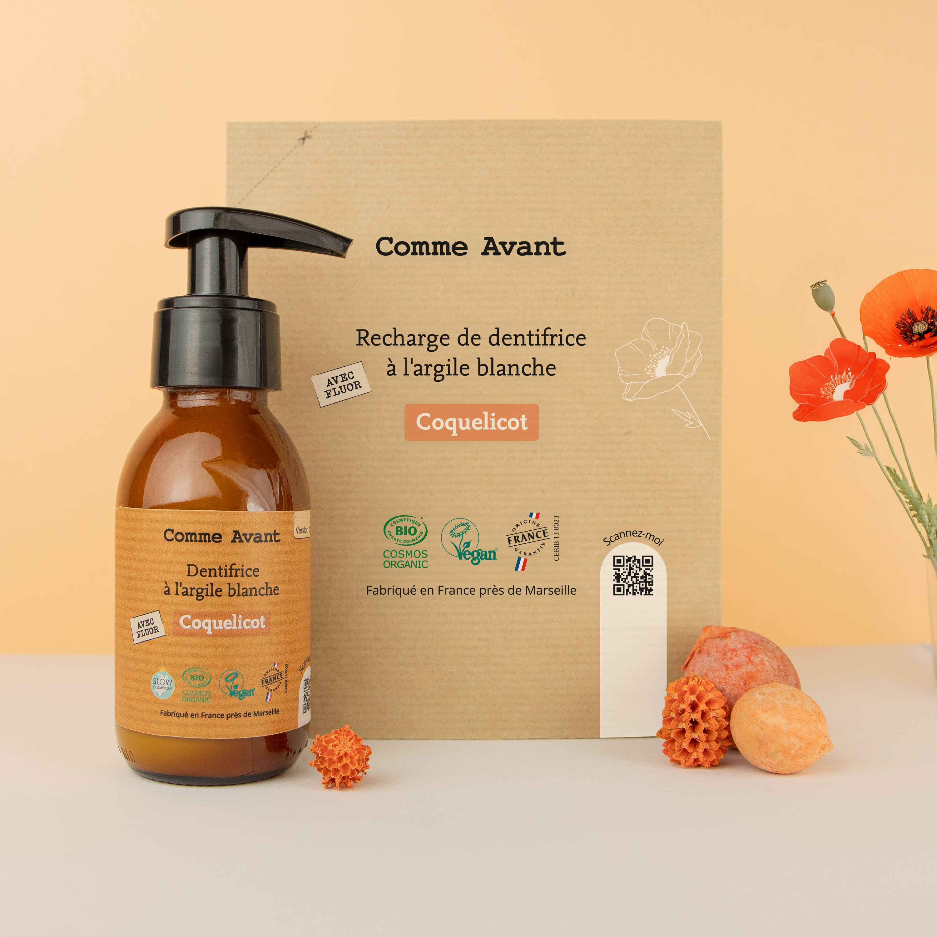 Dentifrice bio en pâte au coquelicot: 1 dentifrice - 90ml