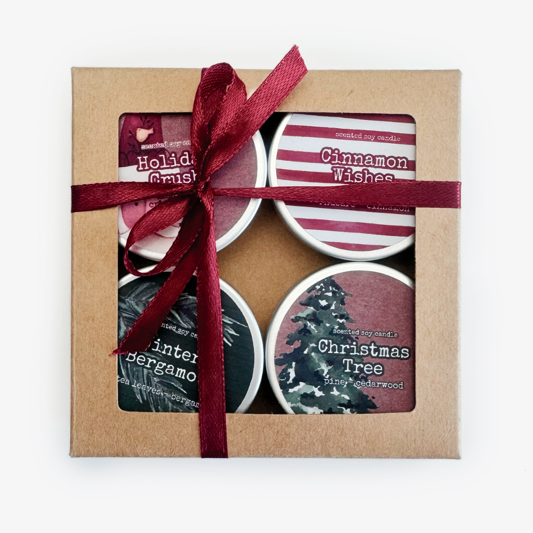 ENSEMBLE CADEAU DE BOUGIES PARFUMÉES EN CIRE DE SOJA DE NOËL: Bergamote d'hiver