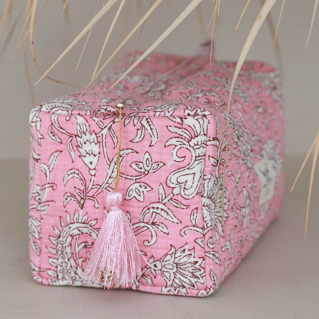 Trousse de toilette Blockprint Fez fleur française M
