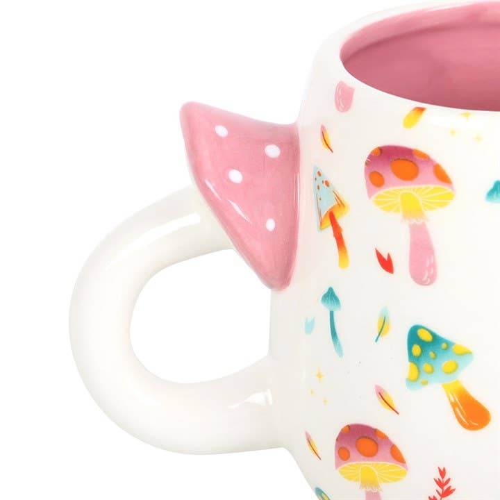 Mug Imprimé Funky Fungi avec Anse en Forme de Champignon