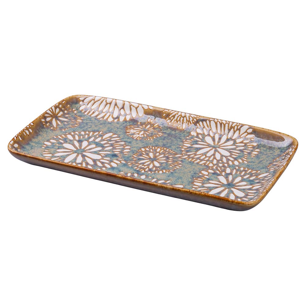 ENSEMBLE RÉACTIF 3 PLATEAUX RECTANGULAIRES BEIGE/GRIS/BLEU