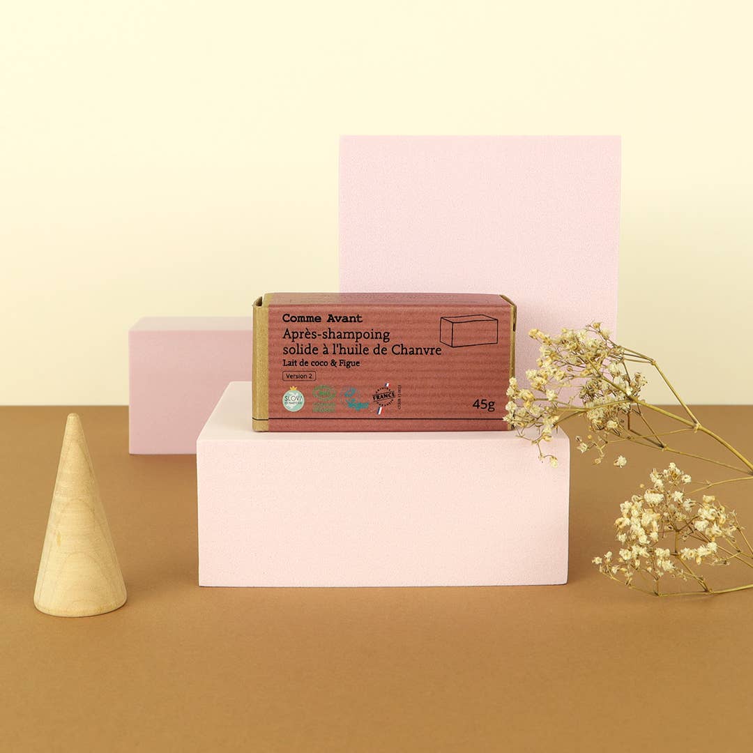 Après-shampoing solide à l'huile de chanvre bio: Parfum Lait de coco et figue
