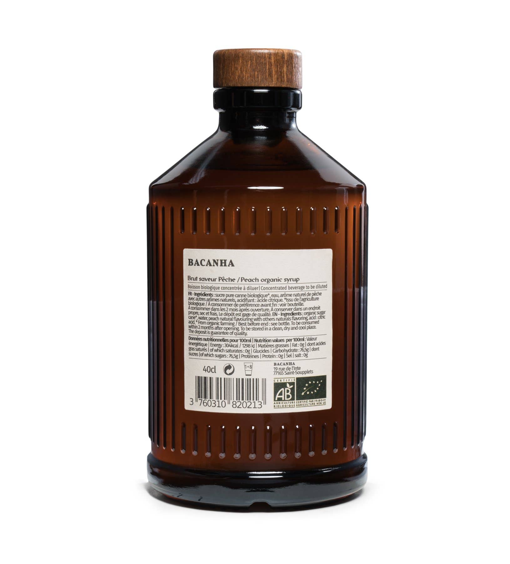 Sirop de Pêche Blanche Brut Biologique - 400 ml