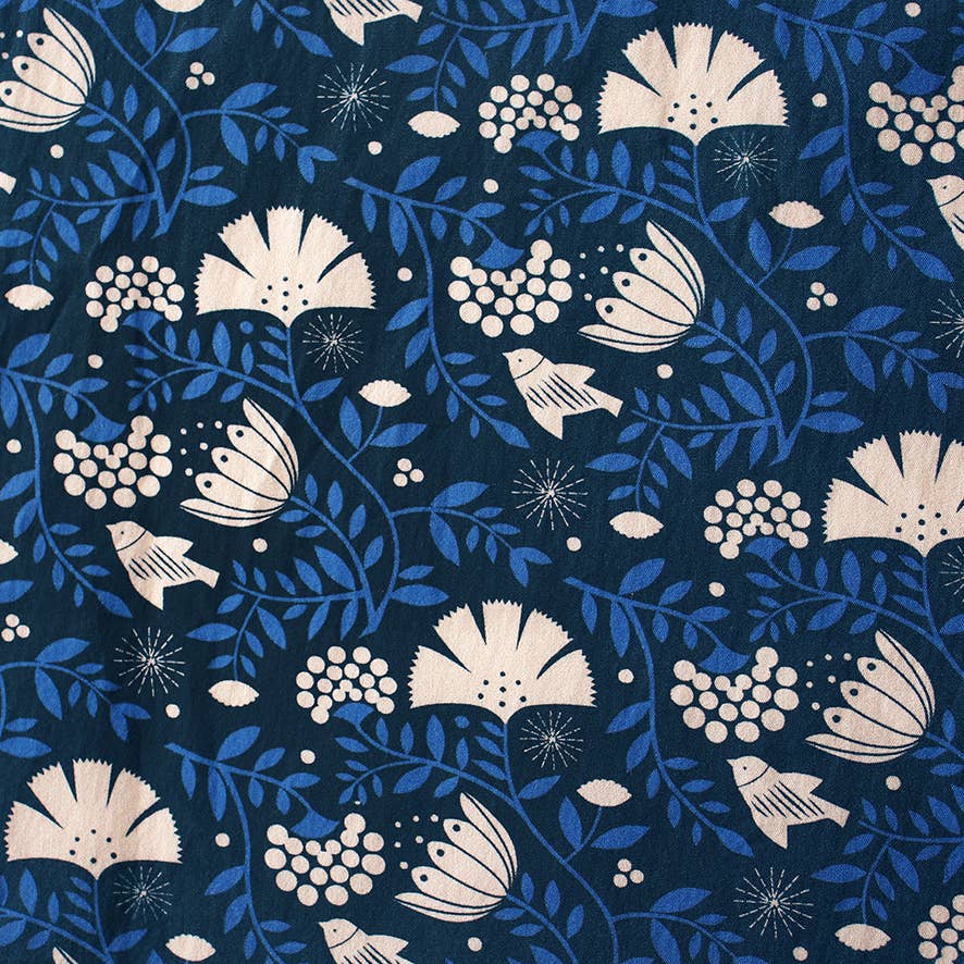 Coupon 50 cm motif Indian bird indigo