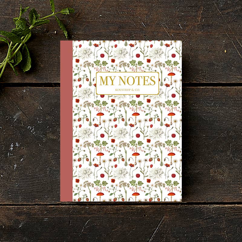 Motif floral rouge - Carnet de notes - Fabriqué au Danemark