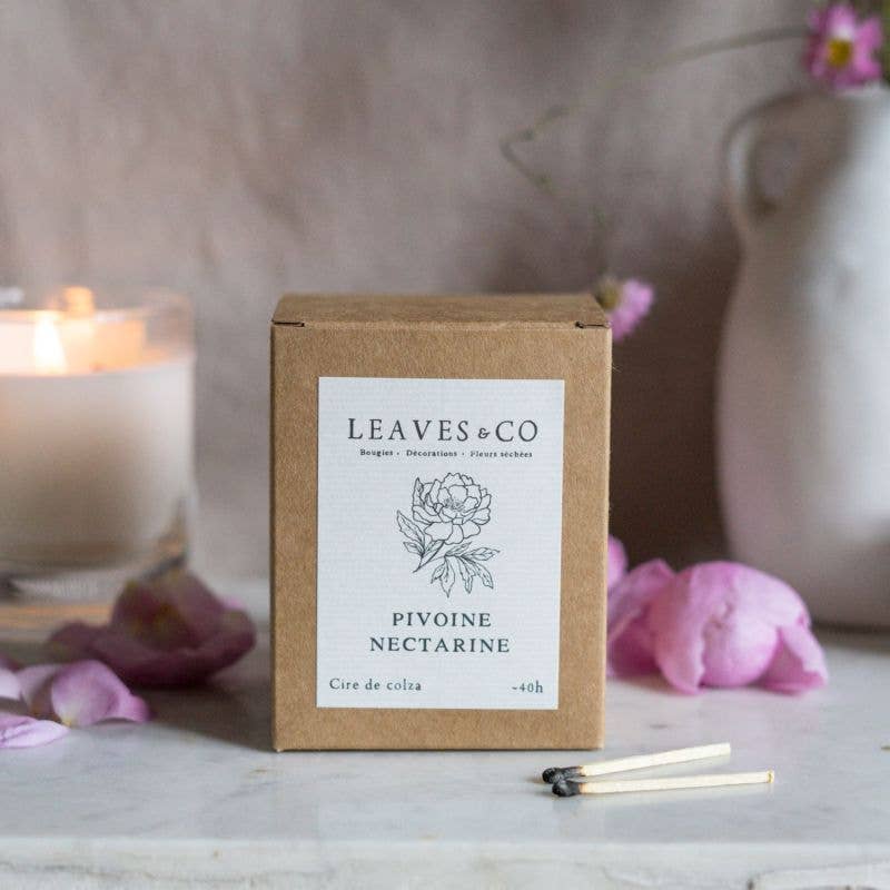 Bougie parfumée artisanale cire végétale - Pivoine nectarine: 150G ± 40H