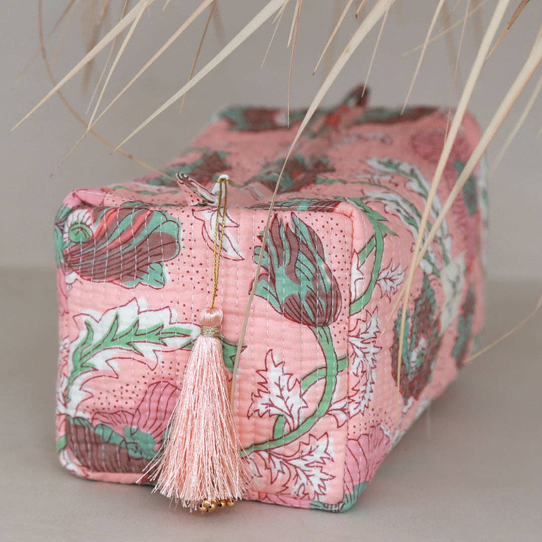 Trousse de toilette Blockprint Fez blossom pêche M