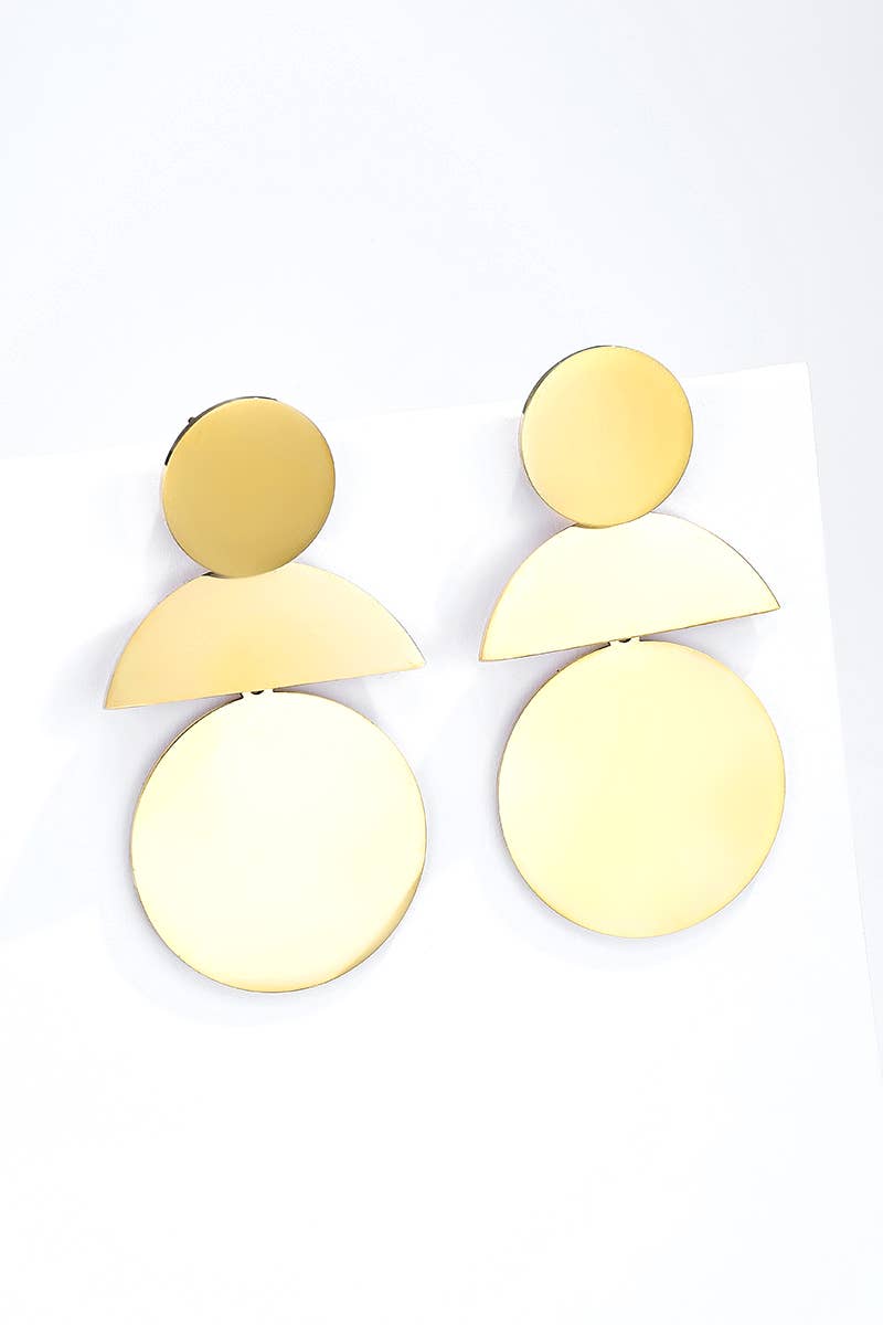 Boucles d'oreilles géométriques en acier inoxydable 124AQ385: Or