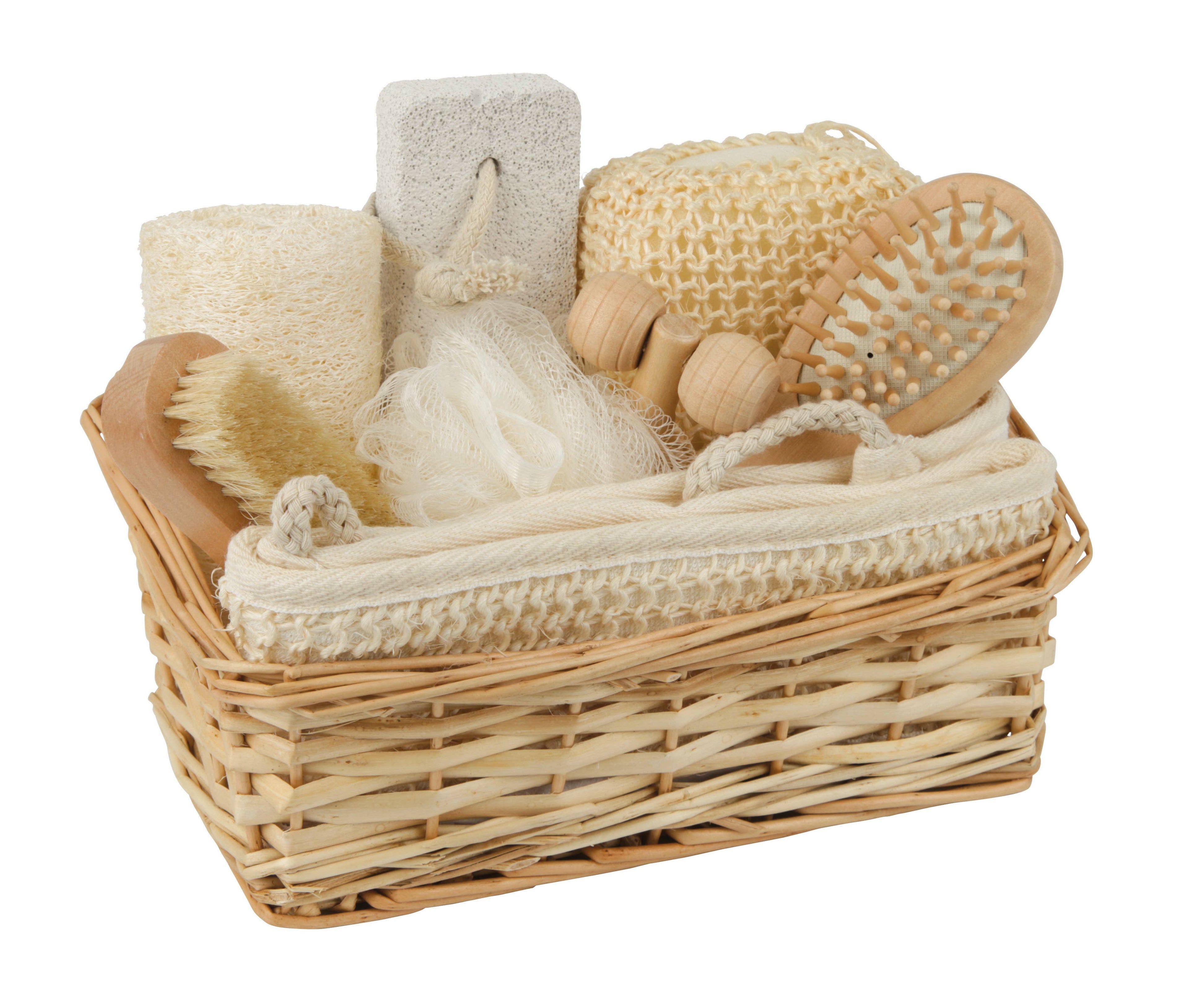Coffret cadeau spa dans un panier en osier, cadeau bien-être durable