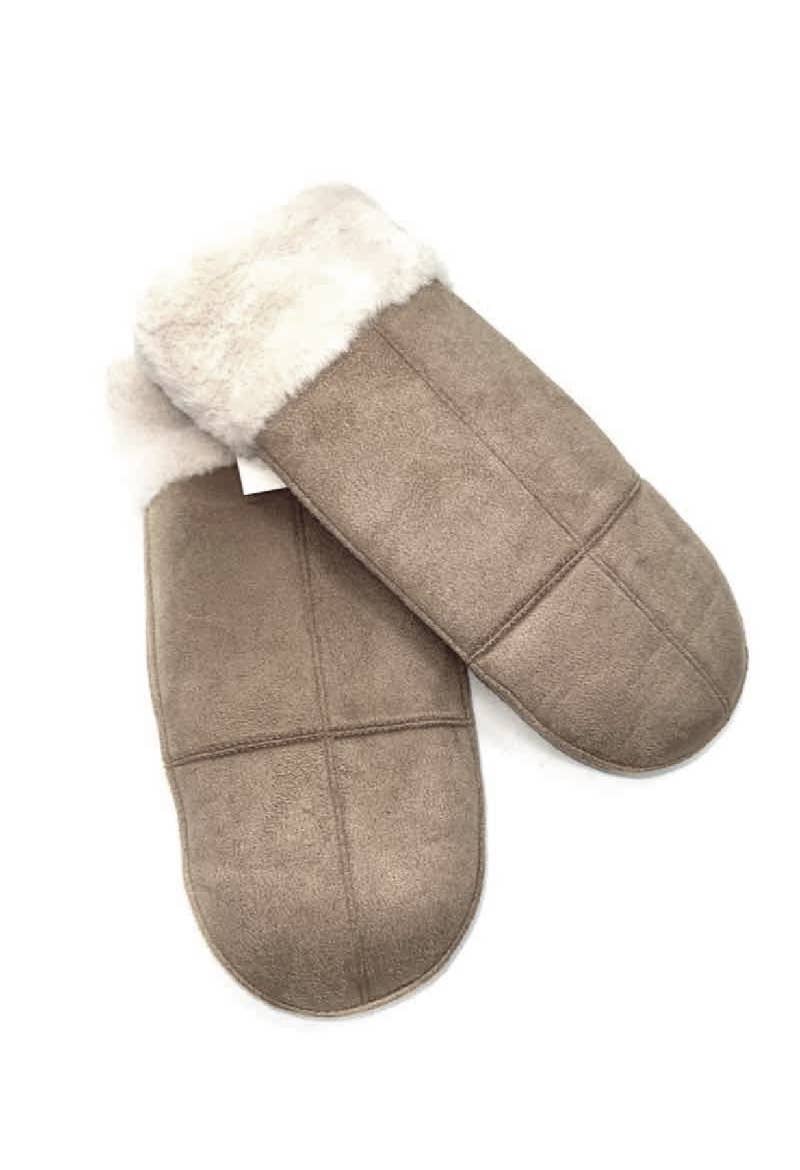 Moufle uni toucher daim: Taupe