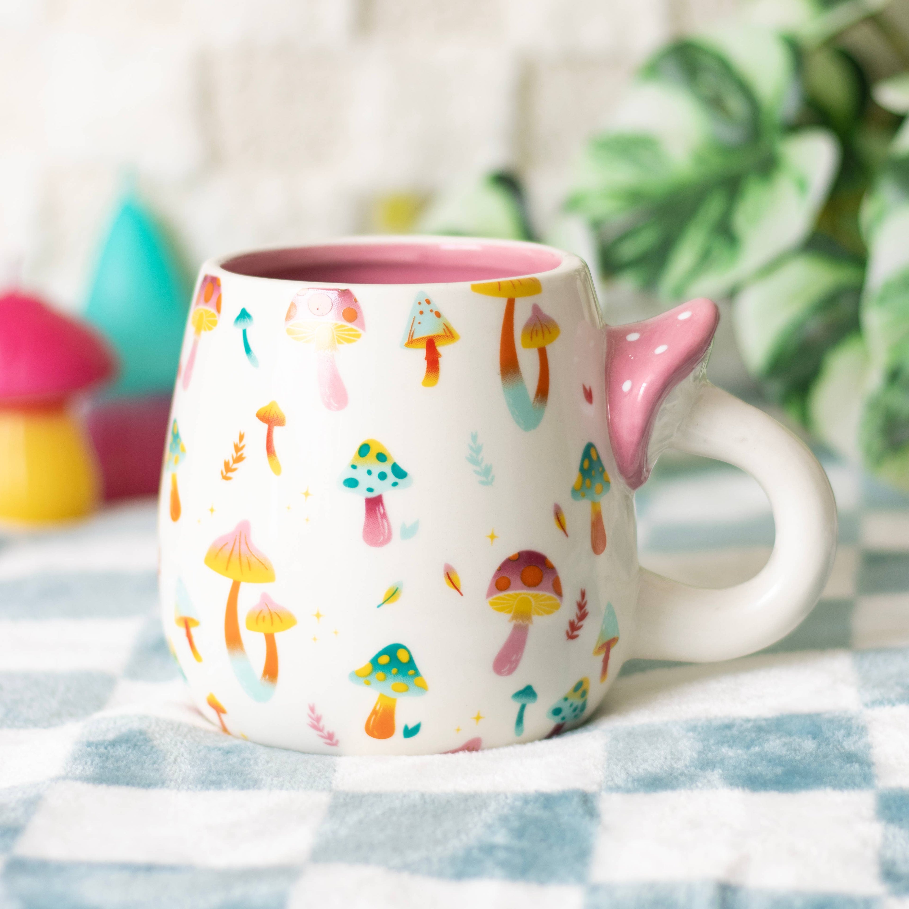 Mug Imprimé Funky Fungi avec Anse en Forme de Champignon