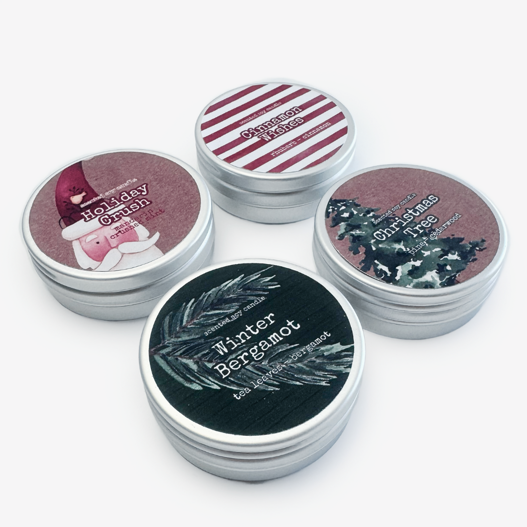 ENSEMBLE CADEAU DE BOUGIES PARFUMÉES EN CIRE DE SOJA DE NOËL: Bergamote d'hiver