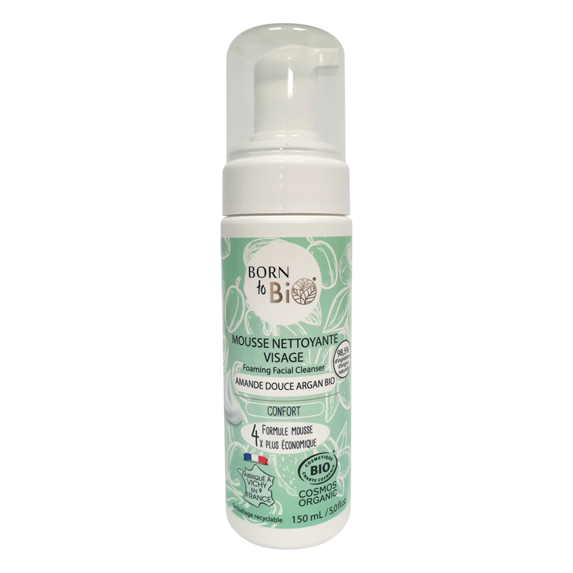 Mousse Nettoyante Visage Amande Douce Argan - Certifiée bio