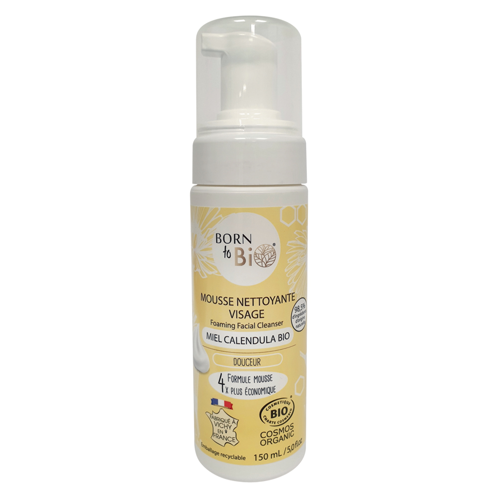 Mousse Nettoyante Visage Miel Calendula - Certifiée bio