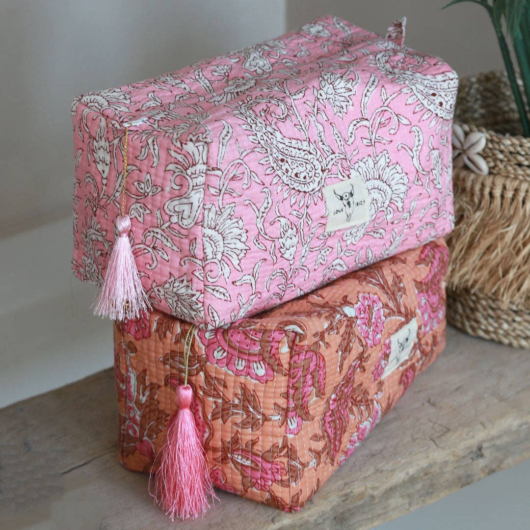 Trousse de toilette Blockprint Fez fleur française M