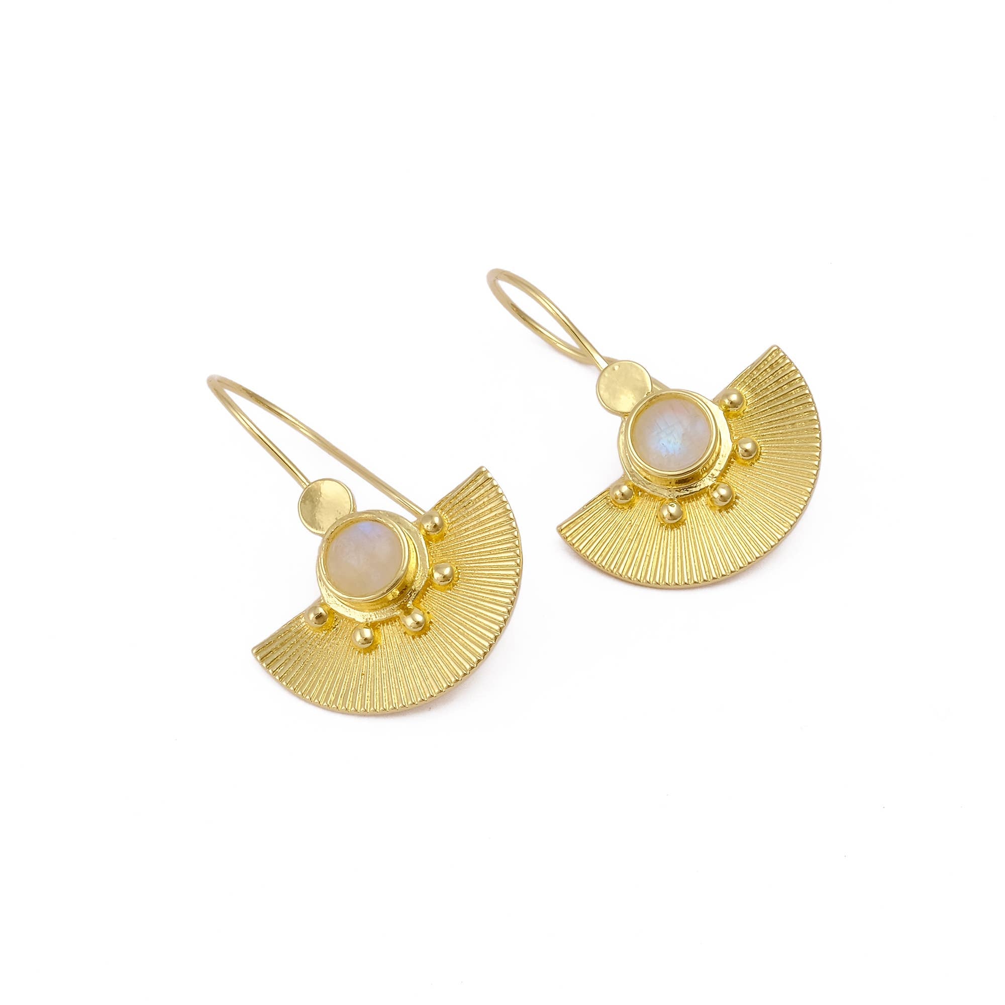 Boucles d'oreilles crochet pierre de naissance anti-ternissement en pierre de lune arc-en-ciel