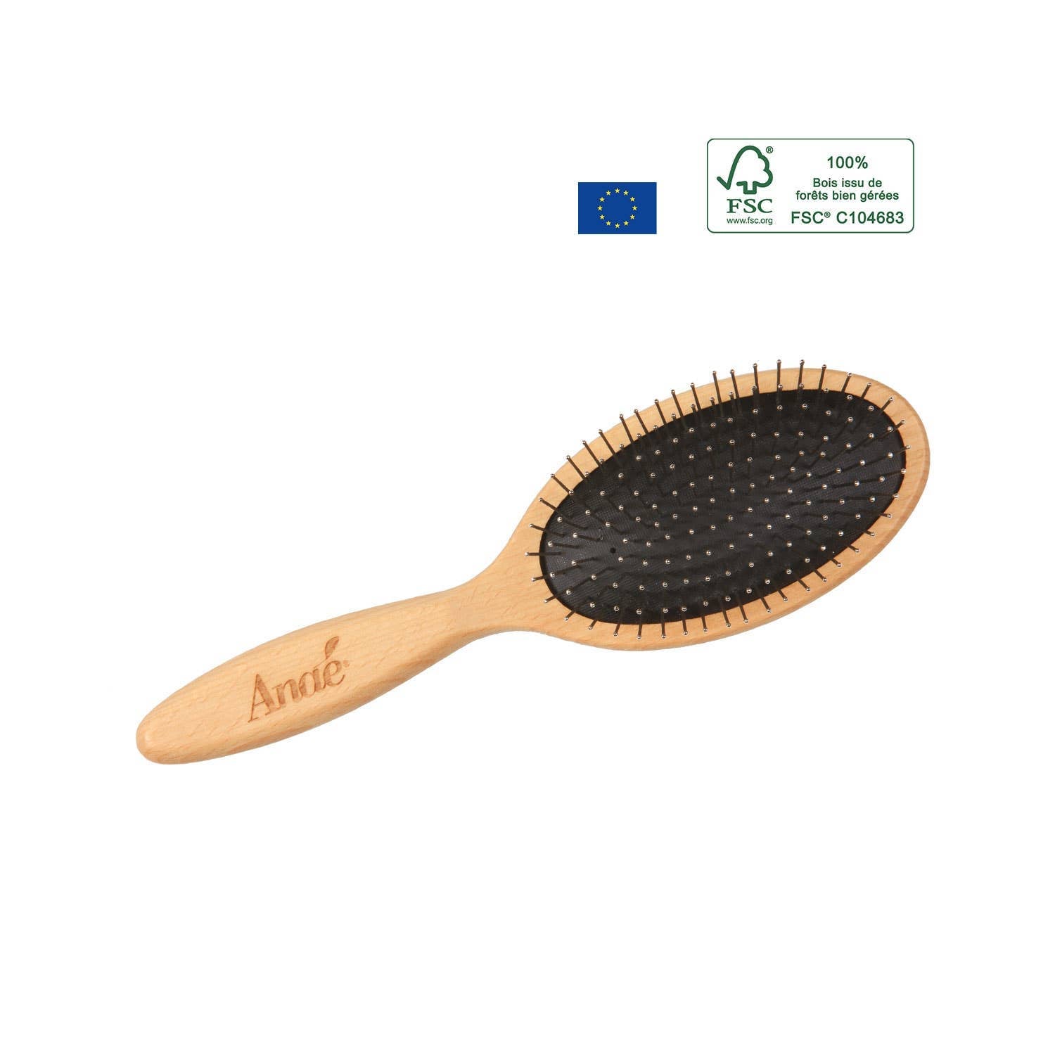 Brosse Plate Cheveux - Bois Et Picots Inox - Anaé