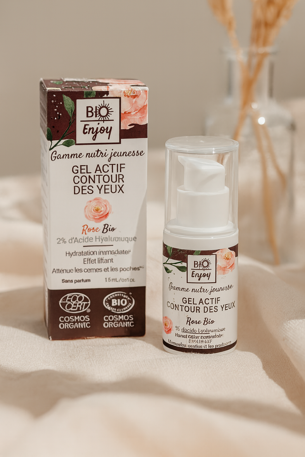 Gel Actif Contour des Yeux Rose & Argan – Certifié Bio