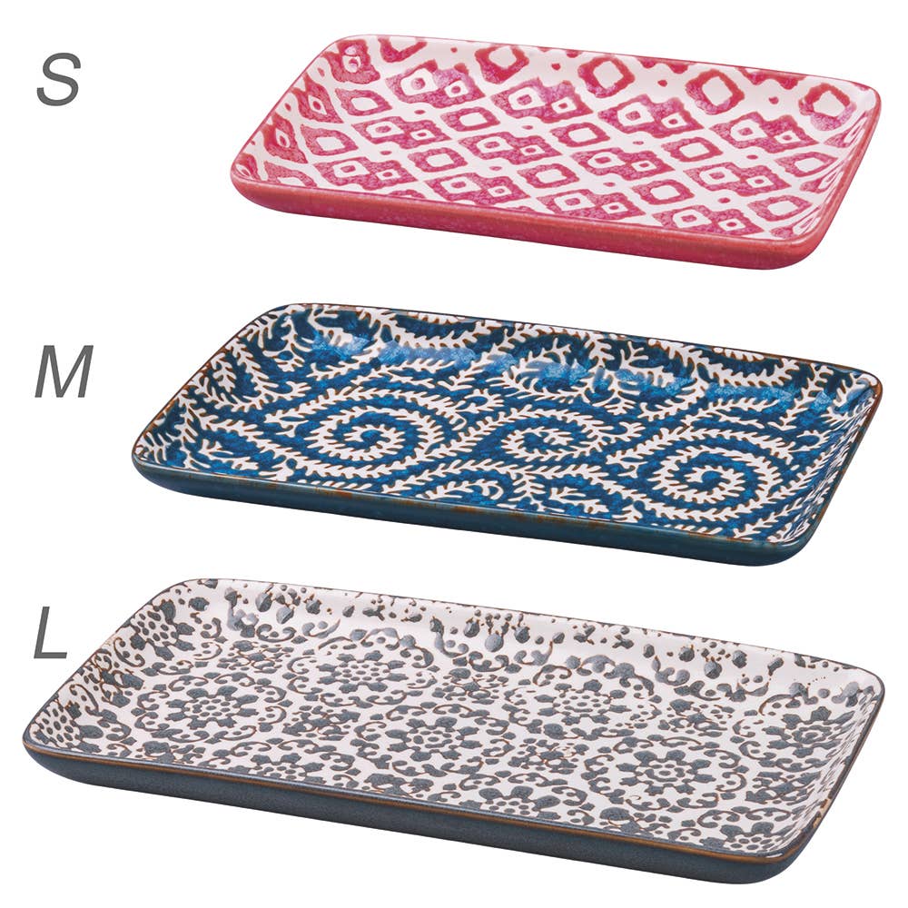 ENSEMBLE RÉACTIF 3 PLATEAUX RECTANGULAIRES ROUGE/ BLEU/GRIS