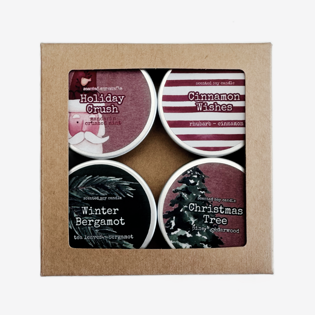 ENSEMBLE CADEAU DE BOUGIES PARFUMÉES EN CIRE DE SOJA DE NOËL: Bergamote d'hiver