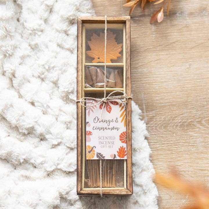 Coffret cadeau d'encens d'automne Autumn Leaf à l'orange et à la cannelle