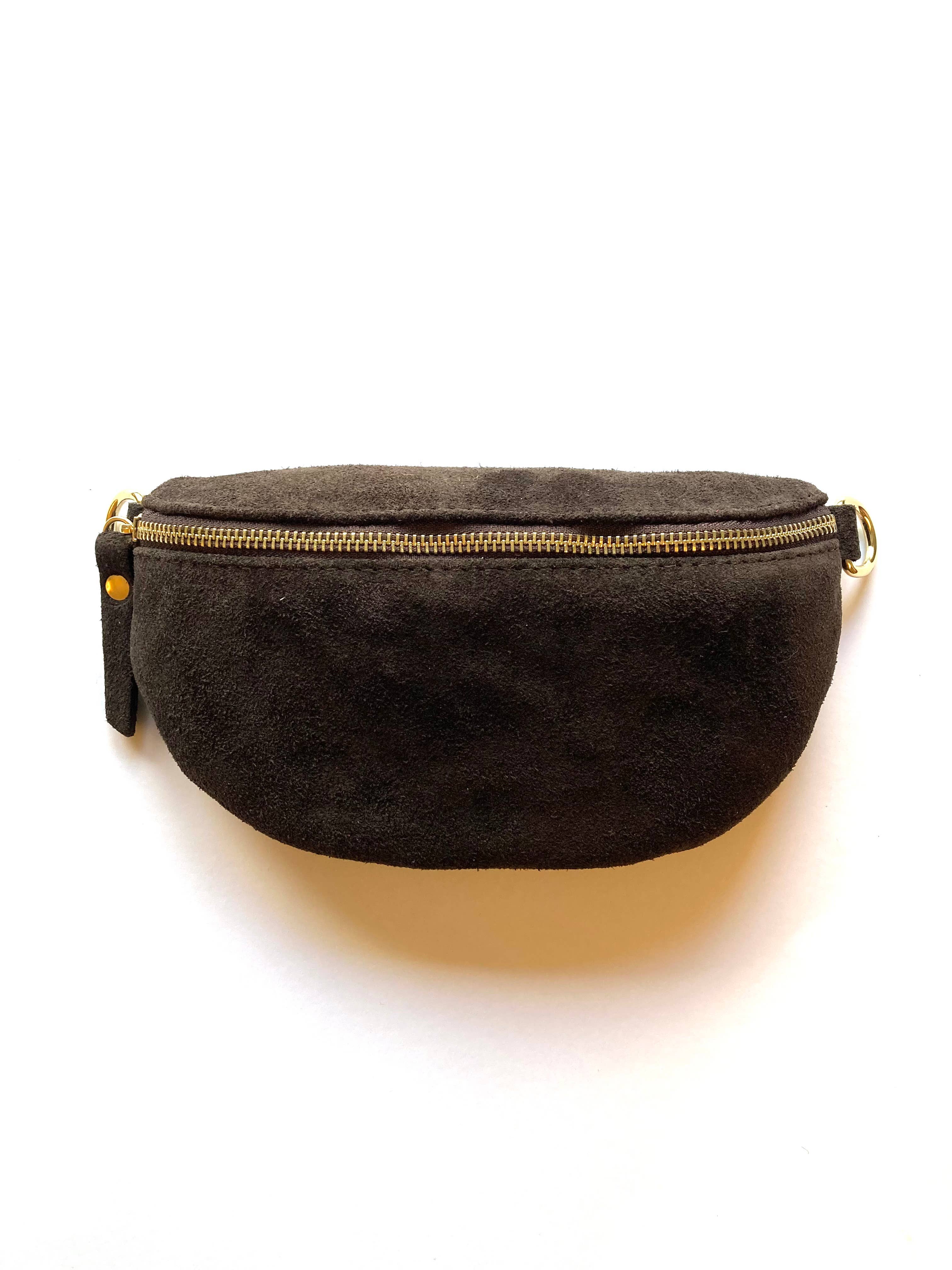 Cassette - Sac banane en daim gris: Brun Foncé