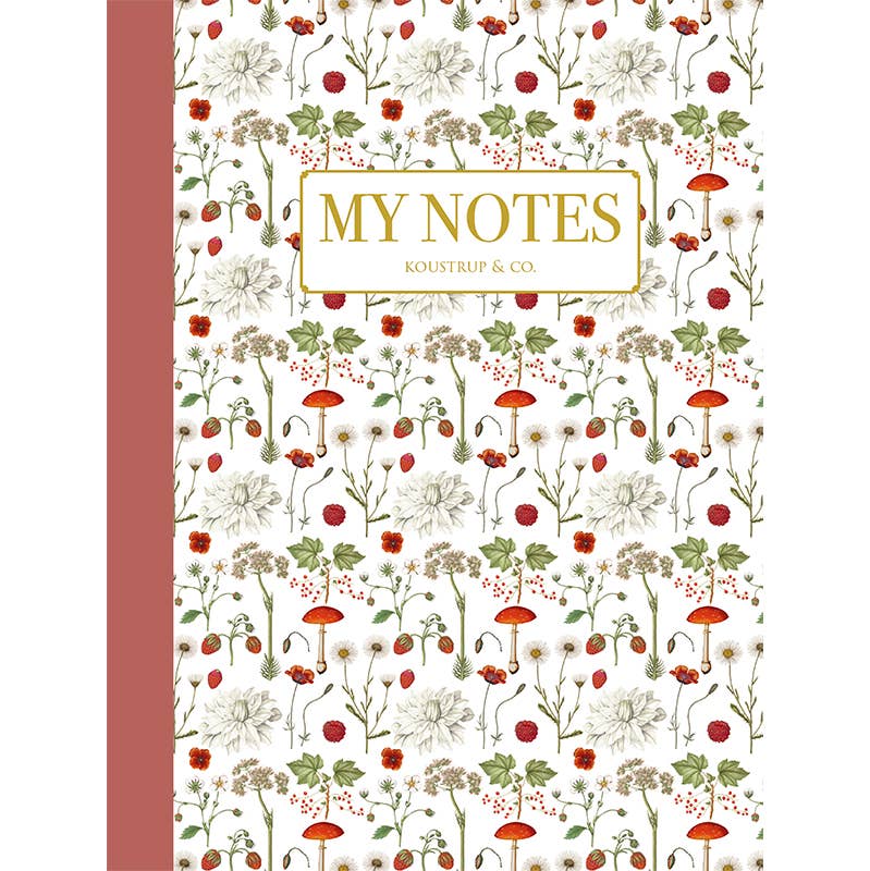 Motif floral rouge - Carnet de notes - Fabriqué au Danemark