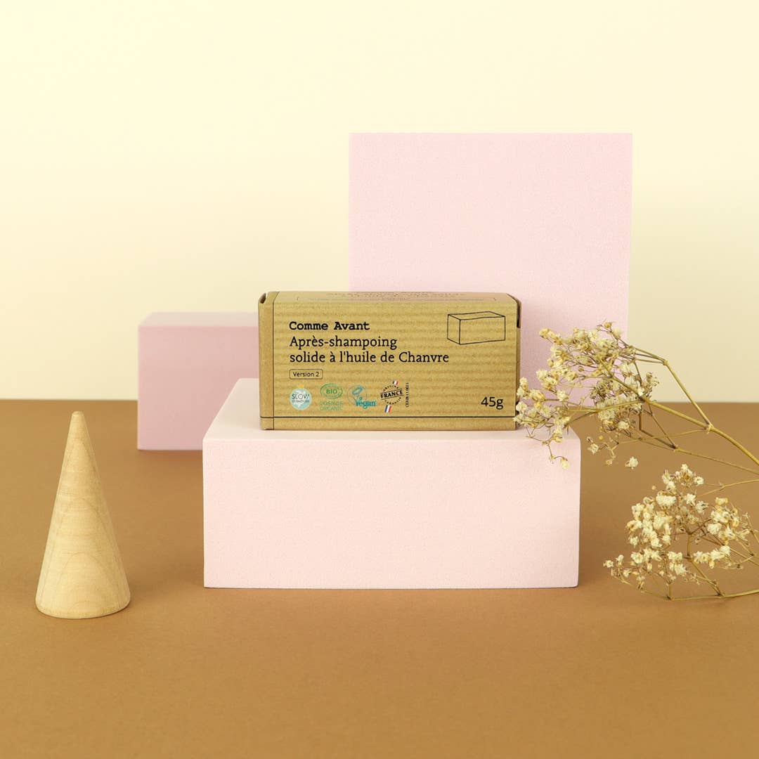 Après-shampoing solide à l'huile de chanvre bio: Parfum Lait de coco et figue