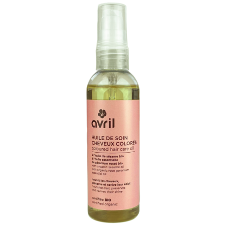 HUILE DE SOIN CHEVEUX COLORÉS 100 ML - CERTIFIÉE BIO "AVRIL"