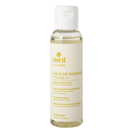 Huile de massage bébé 100ml - Certifiée bio "Avril"