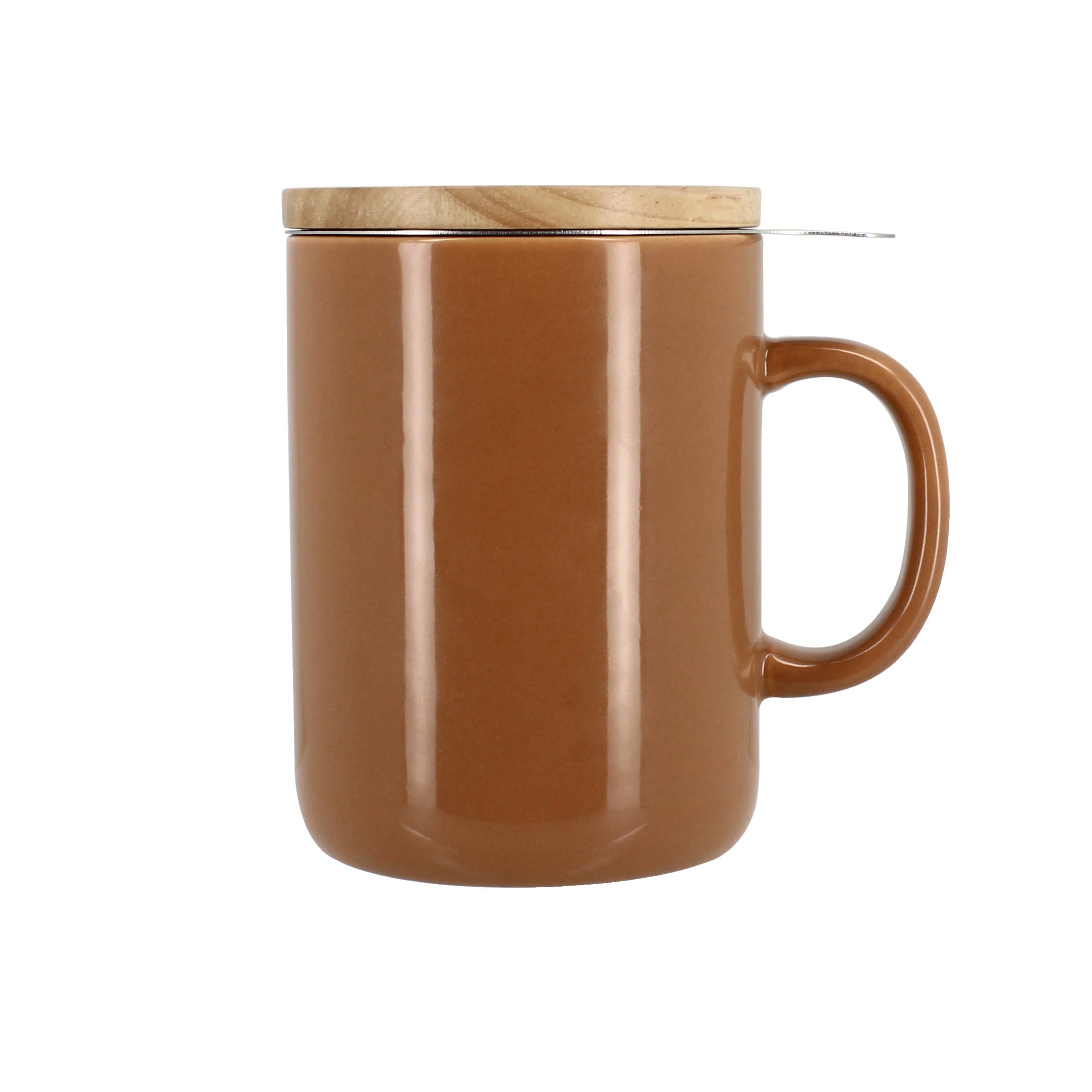 Tisanière Anna 350ml en grès noisette et couvercle en bois