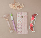 Trousse  lunette / stylo en 100 % coton : Fleur laurier