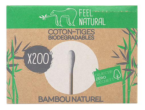 Boîte de 200 cotons-tiges en bambou naturel